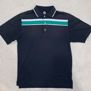 FootJoy Men’s Polo Shirt (Navy Blue, Stripes, M)